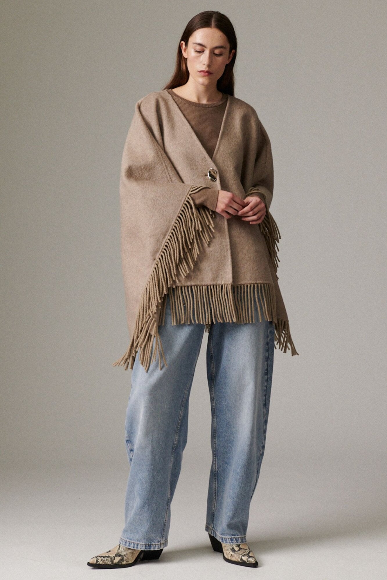 Sybil poncho - Beige Melange